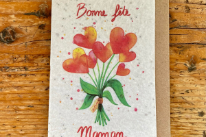 les cartes de lulu "Bonne fête maman" coeurs fleurs
