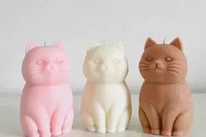 bougie fantaisie minou le chat blanc