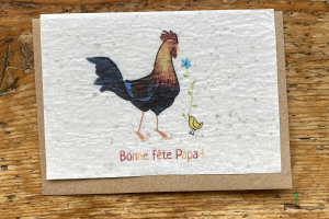 les cartes de lulu "Bonne fête papa" coq poussin