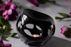 brule parfum céramique noire rond