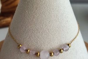 les bijoux de Corallie bracelet or quartz rose 