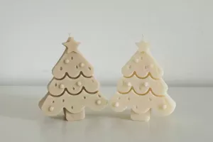 bougie fantaisie sapin de noel blanc