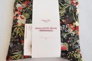 Bouillotte carré sèche déhoussable motif fleur tissu noir