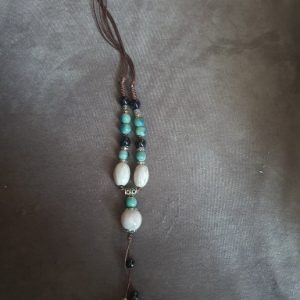 Bijoux de corallie  collier 3 formes bleu et blanc