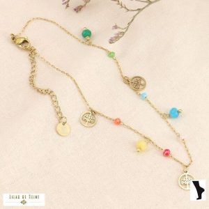 lilas de seine chaine cheville or arbre de vie 3175