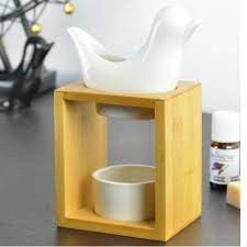 Mes gourmandises bougies brûle parfum BIRDY BLANC en bambou et céramique rond blanc