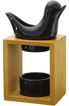 Mes gourmandises bougies brûle parfum BIRDY NOIR en bambou et céramique rond blanc