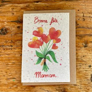 les cartes de lulu "Bonne fête maman" coeurs fleurs