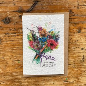 Les cartes de Lulu "Merci pour cette année" (crayon+bouquet)