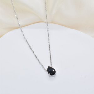 kapyco collier argent goutte noire 0390