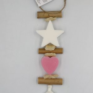 Brin de lavande tresse 1 coeur rose 1 etoile blanche