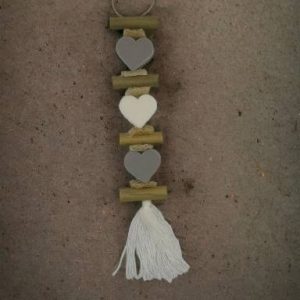 Brin de lavande tresse 2  coeurs gris 1 coeur amande