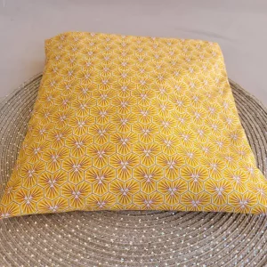 Bouillotte carré sèche déhoussable motif jaune