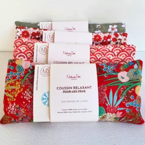 Bouillotte sèche déhoussable losange apaisante yeux menthe