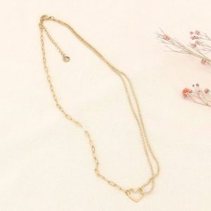 lilas de seine collier or multichaine coeur 3069