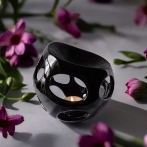 brule parfum céramique noire rond