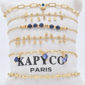 kapyco bracelet or lapis lazuli bleu