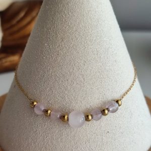 les bijoux de Corallie bracelet or quartz rose