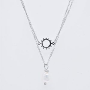 kapyco collier argent double soleil perle 0005